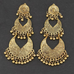Vintage hollow metal tassel jhumka earrings