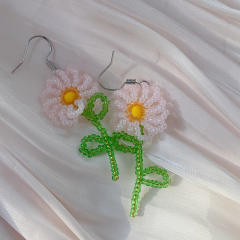 2022 korean fashion summer beaded flower dangle earrings