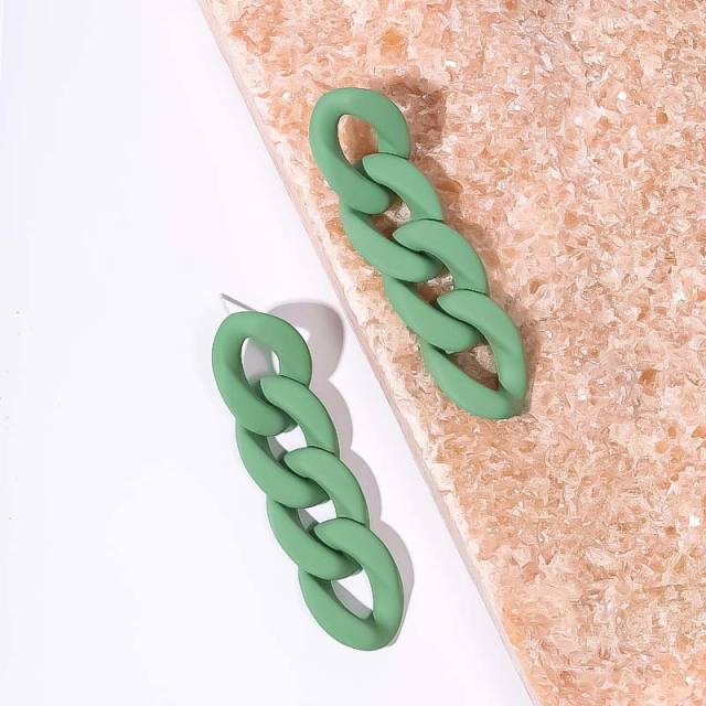 INS personalized electroplated UV acrylic chain earrings