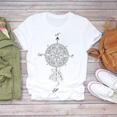 New summer feather Dreamcatcher printed women's short-sleeved T-shirt