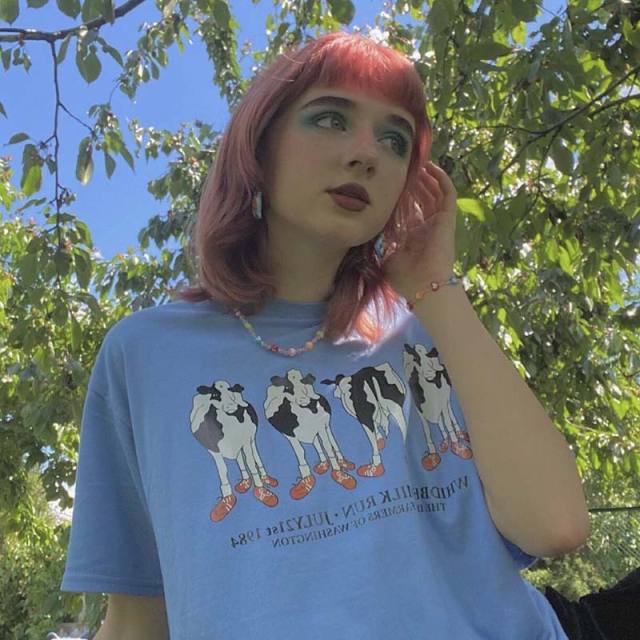Cow pattern blue color summer t shirt