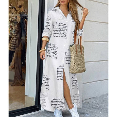 Occident fashion color printing long shirt dress