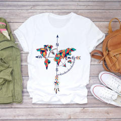 New summer feather Dreamcatcher printed women's short-sleeved T-shirt