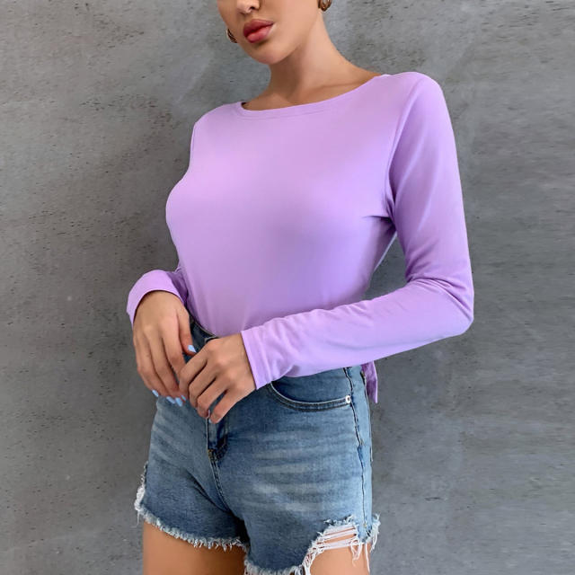 Long sleeve backless sexy woman tops