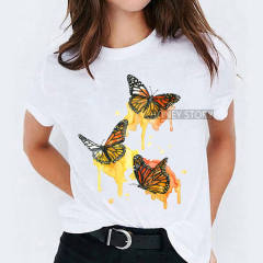 Summer fashion feather print women's short-sleeved T-shirt