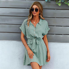 Polka dots shirt dres for women