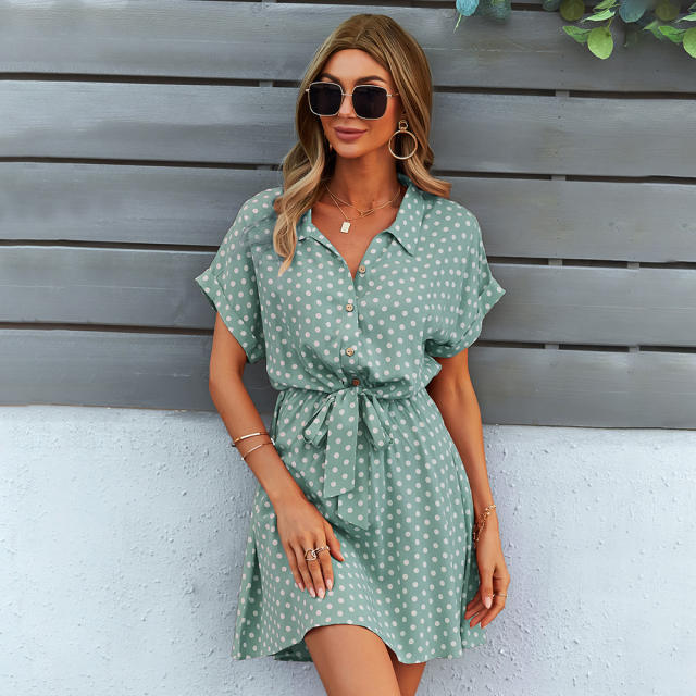 Polka dots shirt dres for women