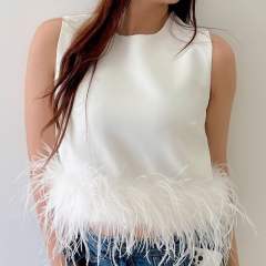 Amazon hot sale zip back feather sleeveless tops
