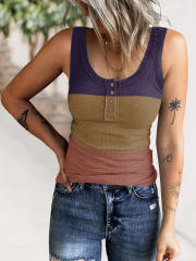 Knitted button tank top