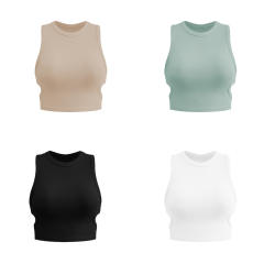 Knitted plain crop tops tank top