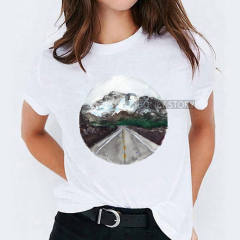 Summer fashion feather print women's short-sleeved T-shirt