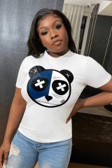 Summer cartoon panda printing women's short-sleeved T-shirt