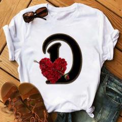 Fashion uppercase letter printed women's short-sleeved T-shirt