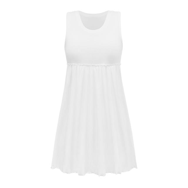 Plain color sleeveless short dress