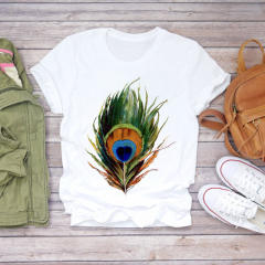 New summer feather Dreamcatcher printed women's short-sleeved T-shirt