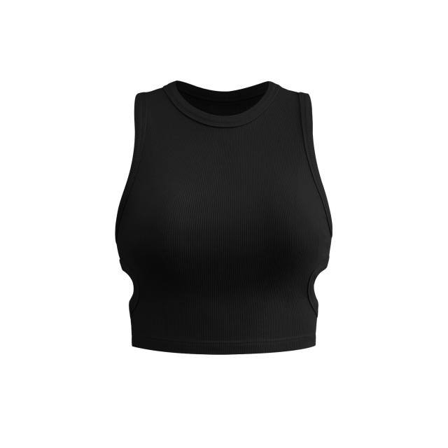 Knitted plain crop tops tank top