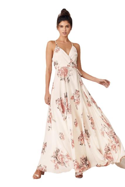 Floral maxi slip dress beach dress