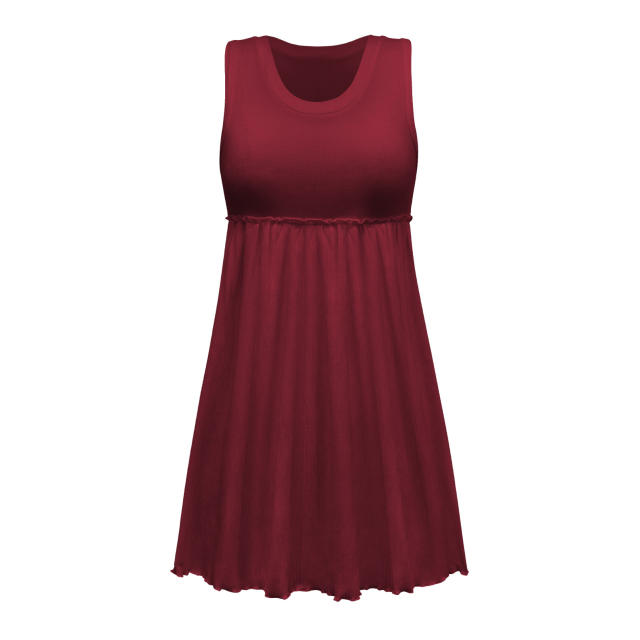 Plain color sleeveless short dress