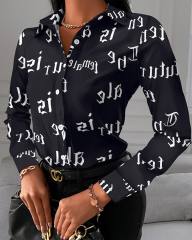 Patterned long sleeve woman blouse