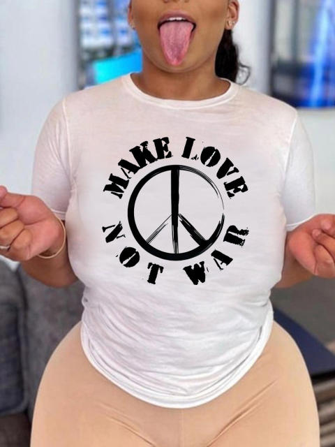 Summer cartoon letter print women's short-sleeved T-shirt