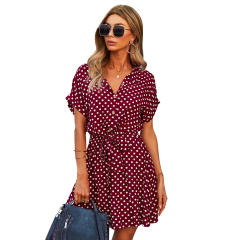Polka dots shirt dres for women