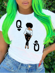 Summer cartoon letter print women's short-sleeved T-shirt