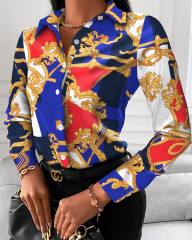 Patterned long sleeve woman blouse