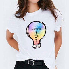 Summer fashion feather print women's short-sleeved T-shirt