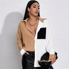Patchwork long sleeve woman blouse