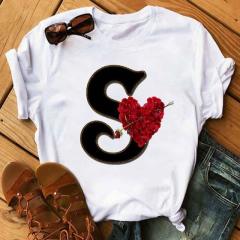 Fashion uppercase letter printed women's short-sleeved T-shirt