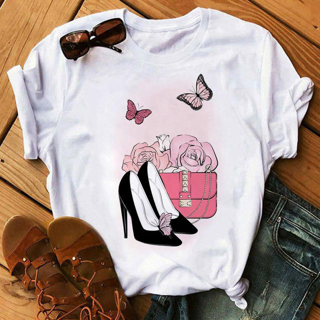 New high heels letter print women's short-sleeved T-shirt