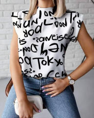 Patterned dressy short sleeve woman tops