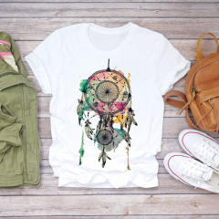 New summer feather Dreamcatcher printed women's short-sleeved T-shirt