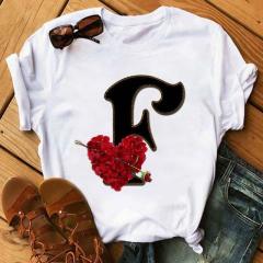 Fashion uppercase letter printed women's short-sleeved T-shirt