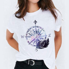 Summer fashion feather print women's short-sleeved T-shirt