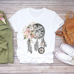 New summer feather Dreamcatcher printed women's short-sleeved T-shirt