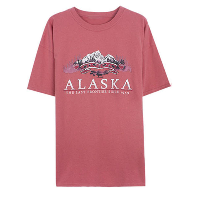 Sweet pink color graphic t shirt