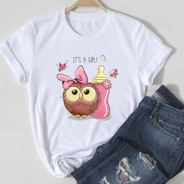 2022 cute owl printing women t shirts