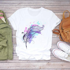 New summer feather Dreamcatcher printed women's short-sleeved T-shirt
