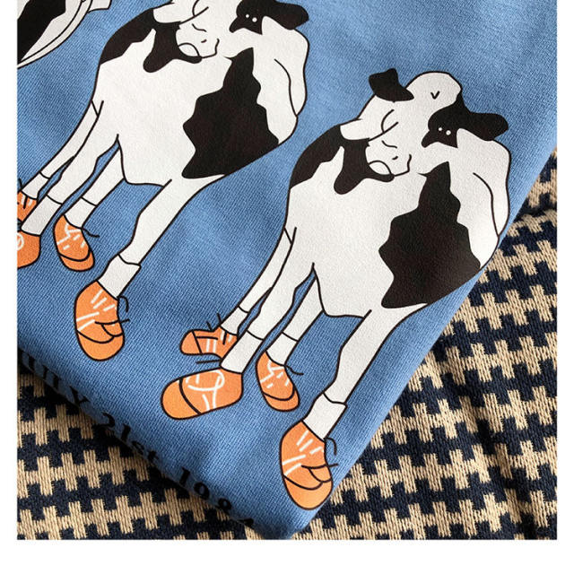 Cow pattern blue color summer t shirt
