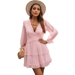 Patterned chiffon long sleeve dress