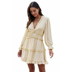 Patterned chiffon long sleeve dress