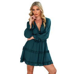 Patterned chiffon long sleeve dress