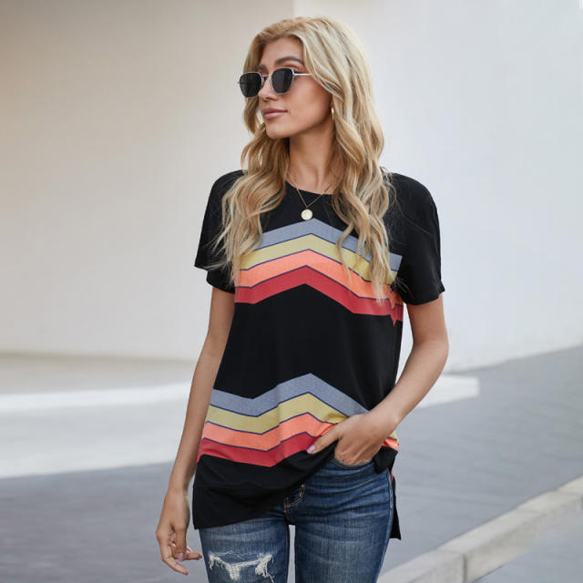 Casual stripe patterned t shirt