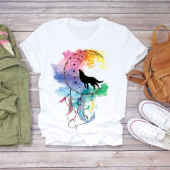 New summer feather Dreamcatcher printed women's short-sleeved T-shirt