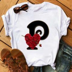 Fashion uppercase letter printed women's short-sleeved T-shirt