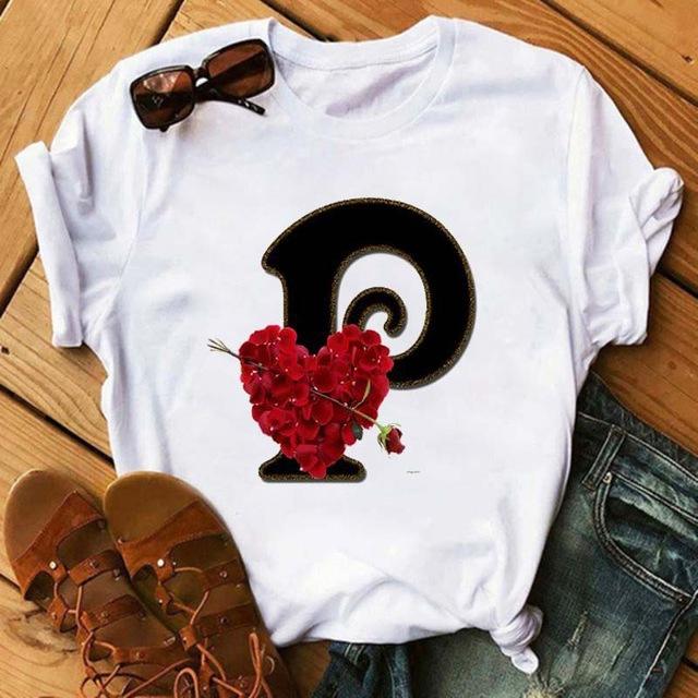 Fashion uppercase letter printed women's short-sleeved T-shirt