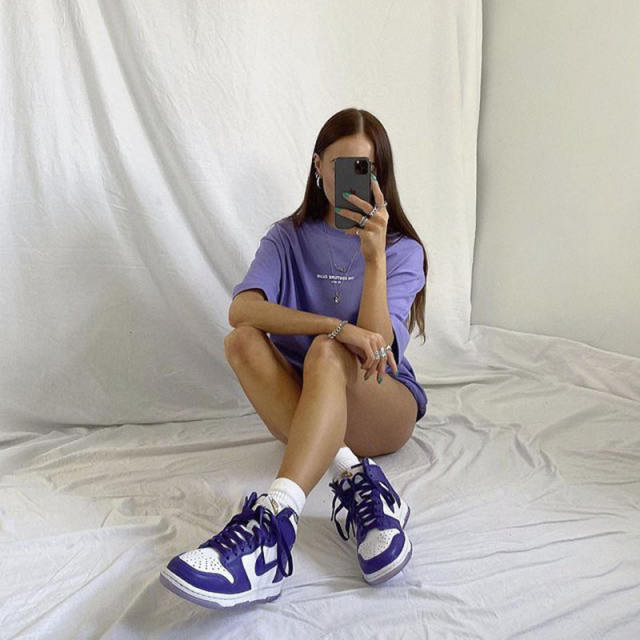 Oversized purple color letter t shirt