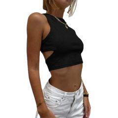 Knitted plain crop tops tank top