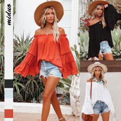 Bell sleeve sexy off shoulder tops